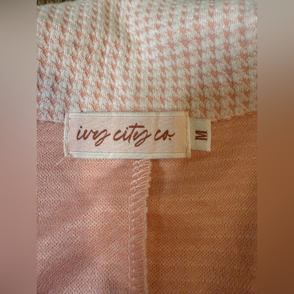 Ivy City Co Piper Peach Houndstooth Collared w/ Godet Hem Sz M - Picture 7 of 13